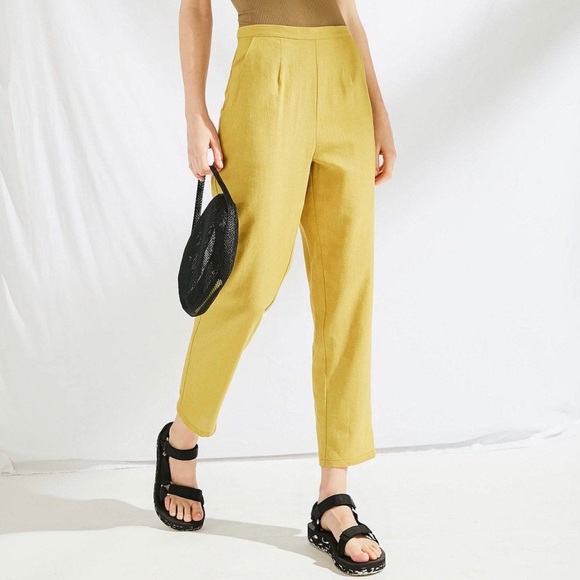high waisted linen pants urban outfitters